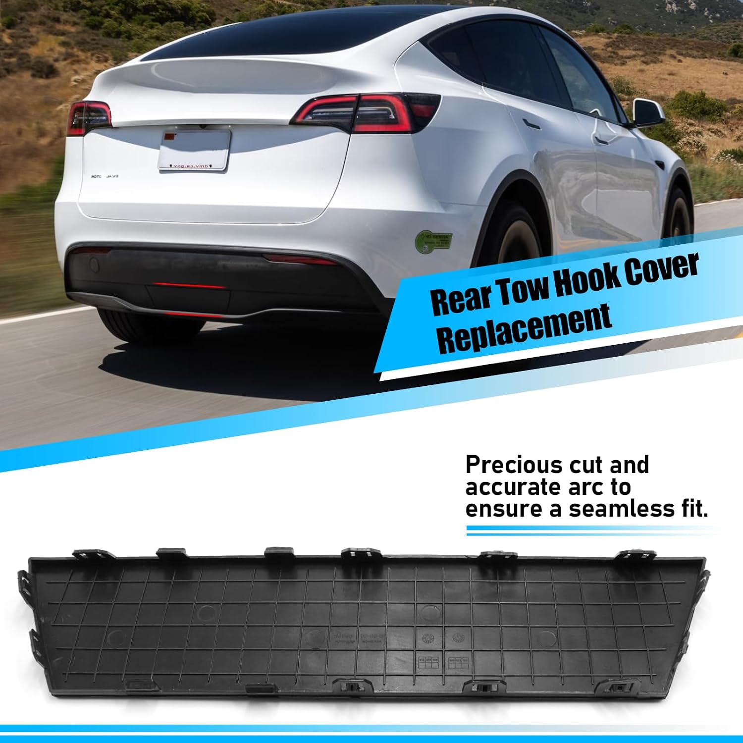 Jaronx Compatible with Tesla Model Y Rear Bumper Tow Hitch Cover 2020 2021 2022 2023, 1494009-00-B, Rear Lower Bumper Trailer Tow Hitch Hook Cap Cover Compatible with Tesla Model Y Accessories
