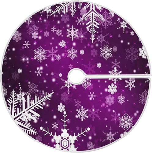 Miniatura 1 de Decoración de falda de árbol de Navidad, copo de nieve morado, tapete de árbol de Navidad de invierno de 35 pulgadas para suministros de fiesta