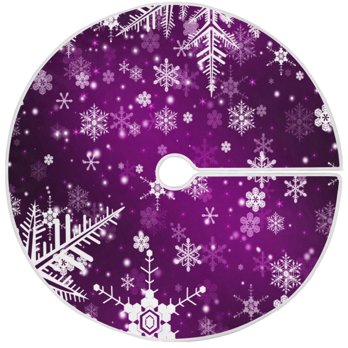 Christmas Tree Skirt Decorations Purple Snowflake Winter Xmas Tree Mat 35 inch for Holiday Party Supplies Rustic Ornaments Small Tree Skirt Decor