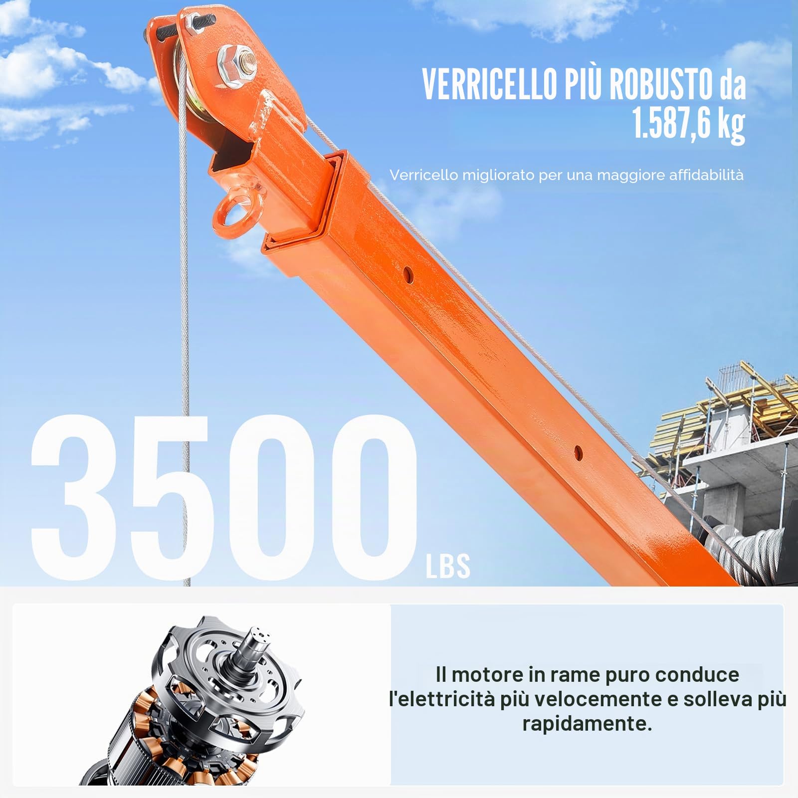 VEVOR Gru per Pickup Elettrica Carico max. 499 kg, Gru a Piattaforma Pieghevole Montata su Camion con Verricello Elettrico, Gru a Bandiera in Acciaio per Pickup Girevole a 360° per Sollevamento