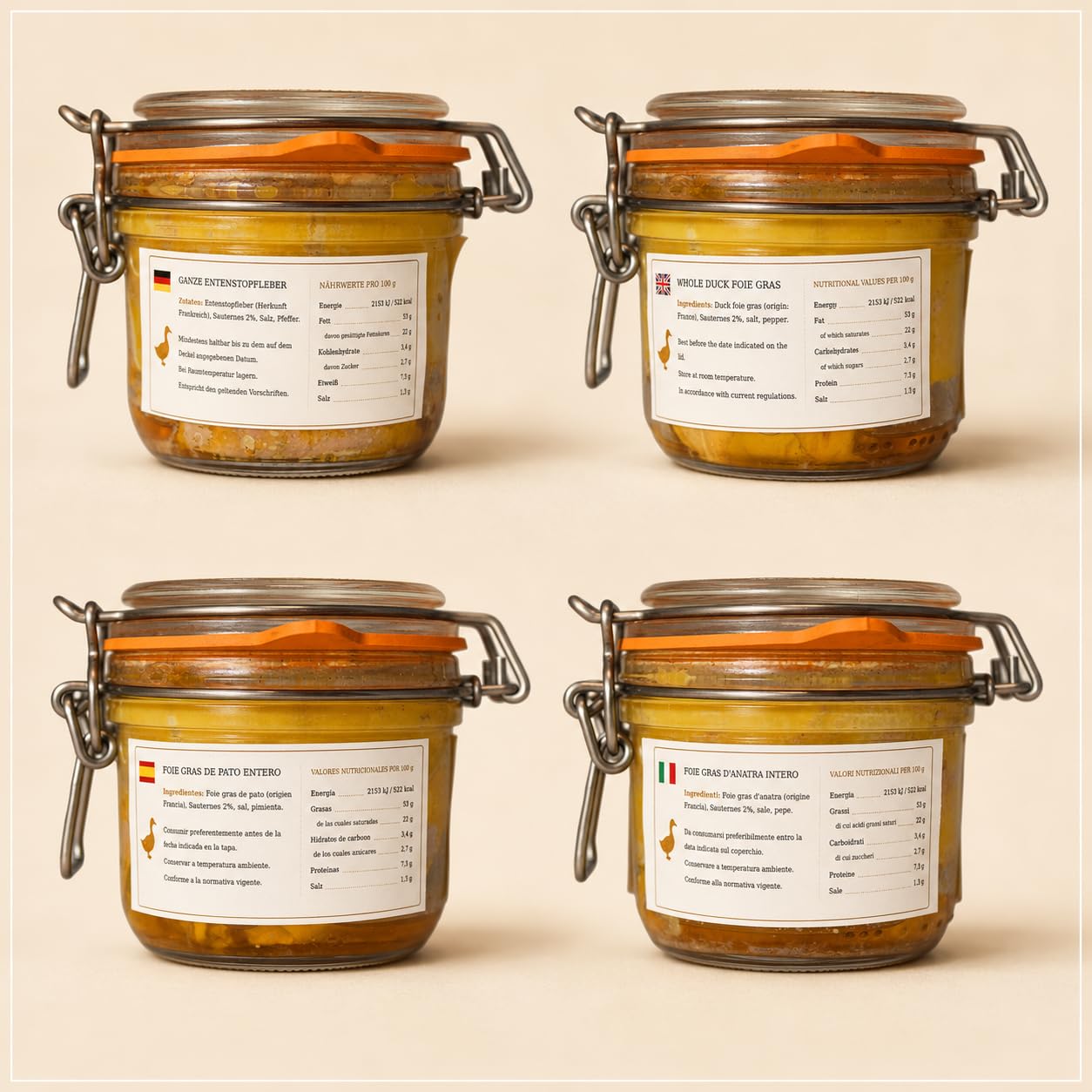 Relais Gourmet Foie Gras de Canard Entier au Sauternes 200 g | Artisanal Français du Sud-Ouest | Sans Conservateurs, Additifs ni Colorants | Idéal Noël, Fêtes et Coffrets Gourmets