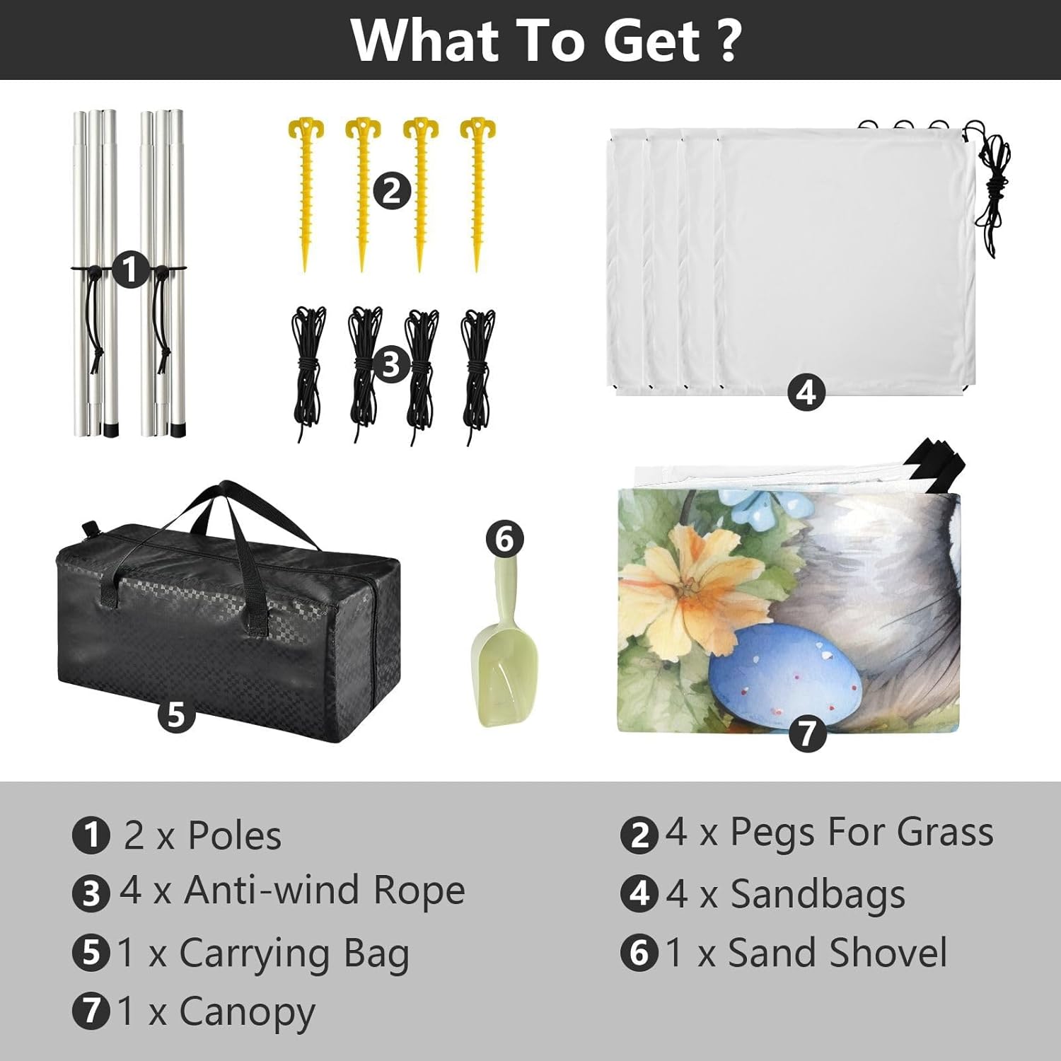 ALAZA Easter Bunny Rabbit Beach Tent Sun Shelter UPF50+ Protection Beach Shade Canopy w/ 4 Sandbags for Outdoor Camping, Fishing, Backyard Fun, Picnic, 10x9 ft