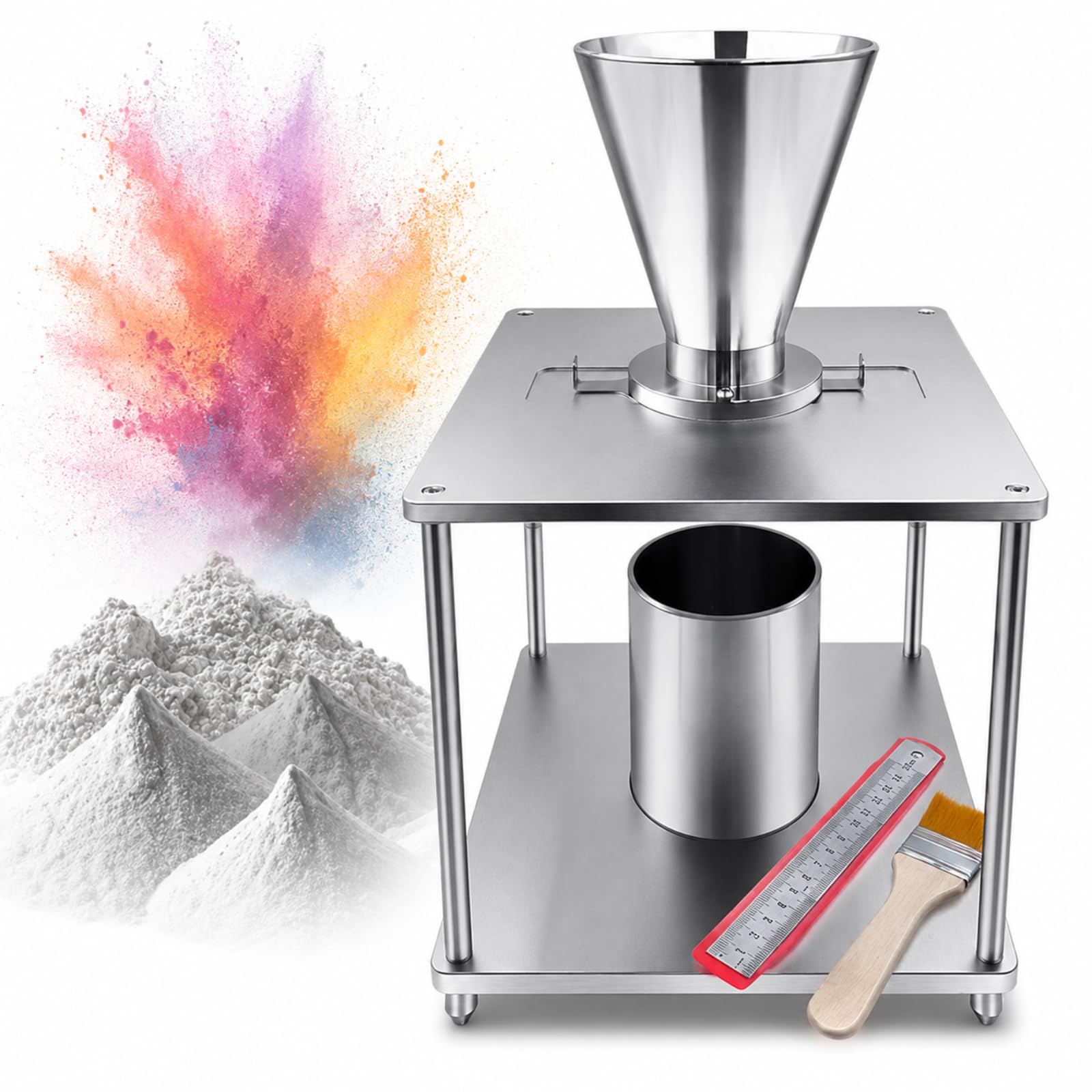 Medidor De Densidad Aparente De Polvo, Volumétrico De Acumulación Natural, Densímetro De Acero Inoxidable con Vaso Medidor De 500 Ml Y Salida De Embudo De 30 Mm para Polvos De Metal Y Aleación