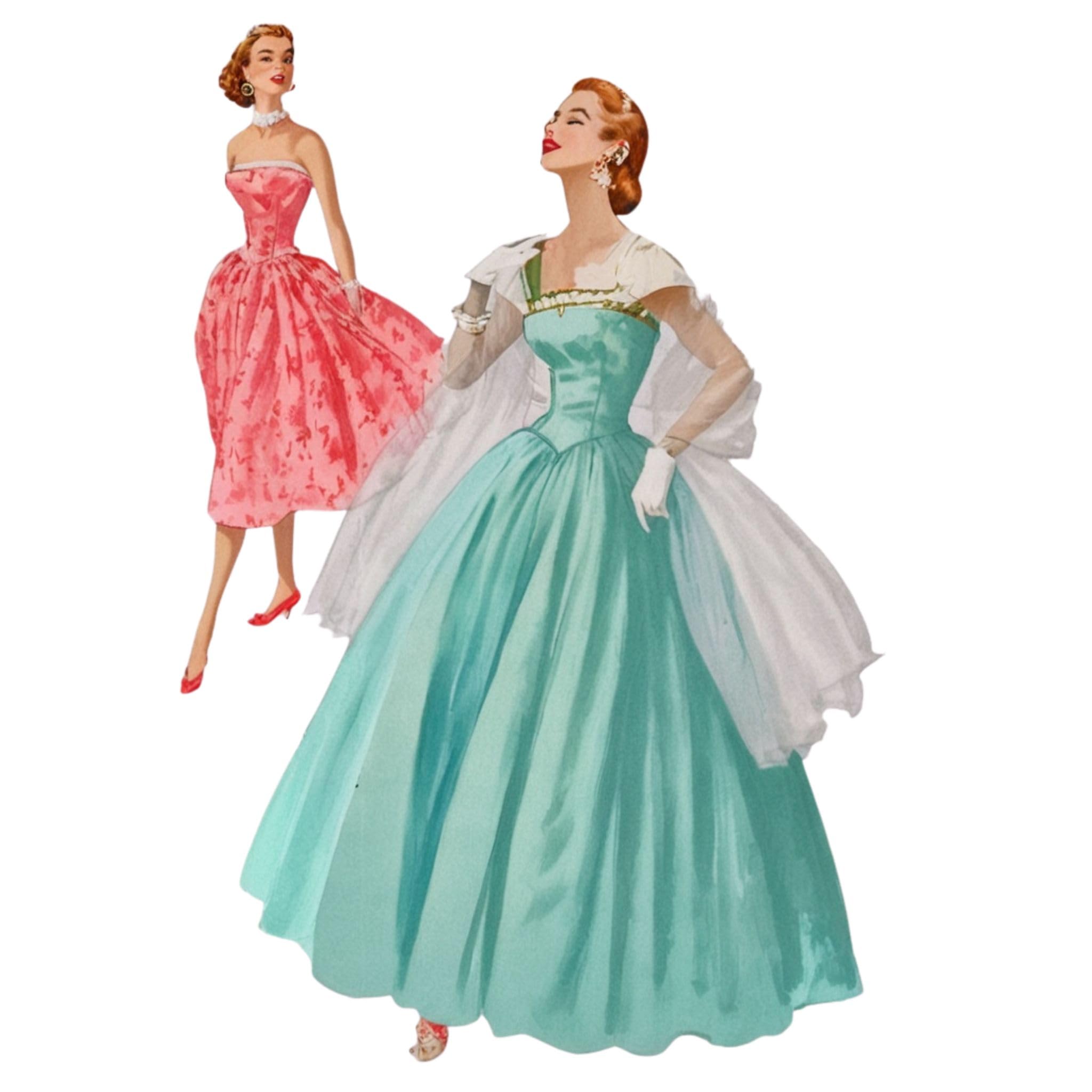 Amazon.com: 1950s Pattern, Evening Dress, Bridal, Ball Gown & Stole : Arts,  Crafts & Sewing