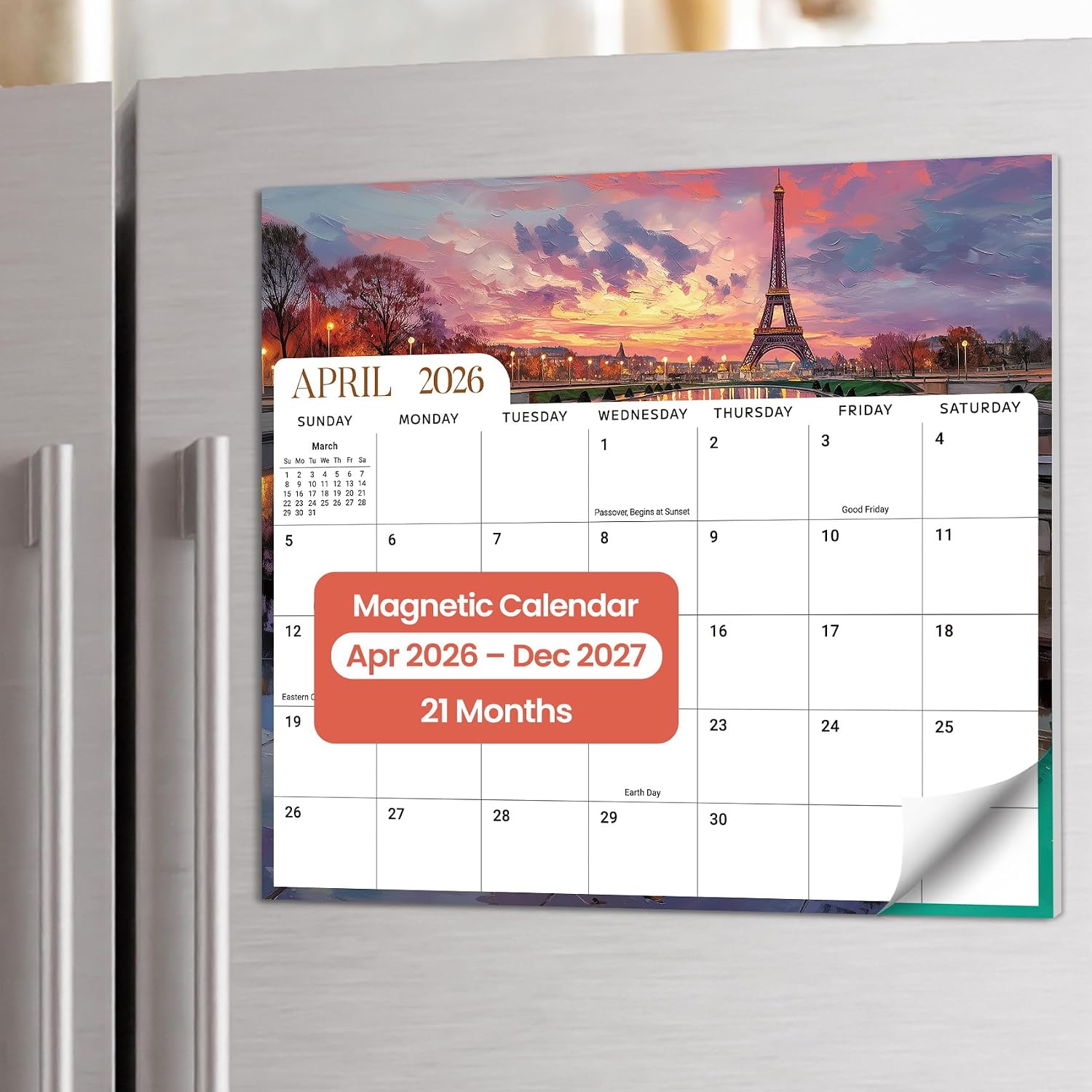 Taja 2026-2027 Magnetic Calendar for Refrigerator, Apr 2026-Dec 2027