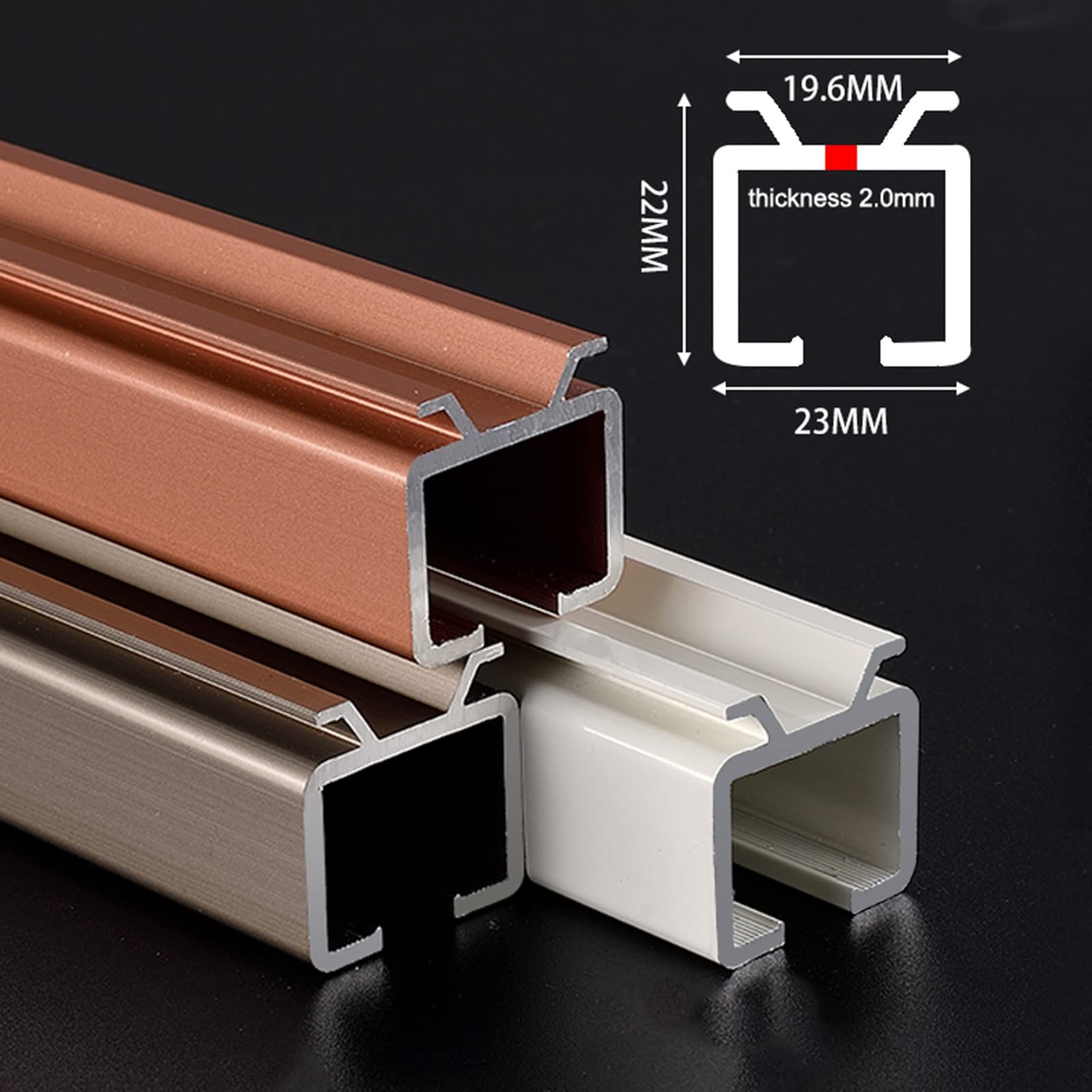 Wytrzymałe aluminiowe szyny do zasłon, szyna sufitowa o wysokości od 3,3 do 16,4 stopy do zasłon i ścianek działowych, w zestawie prowadnice, koła pasowe, wsporniki, zaślepki końcowe, elemen