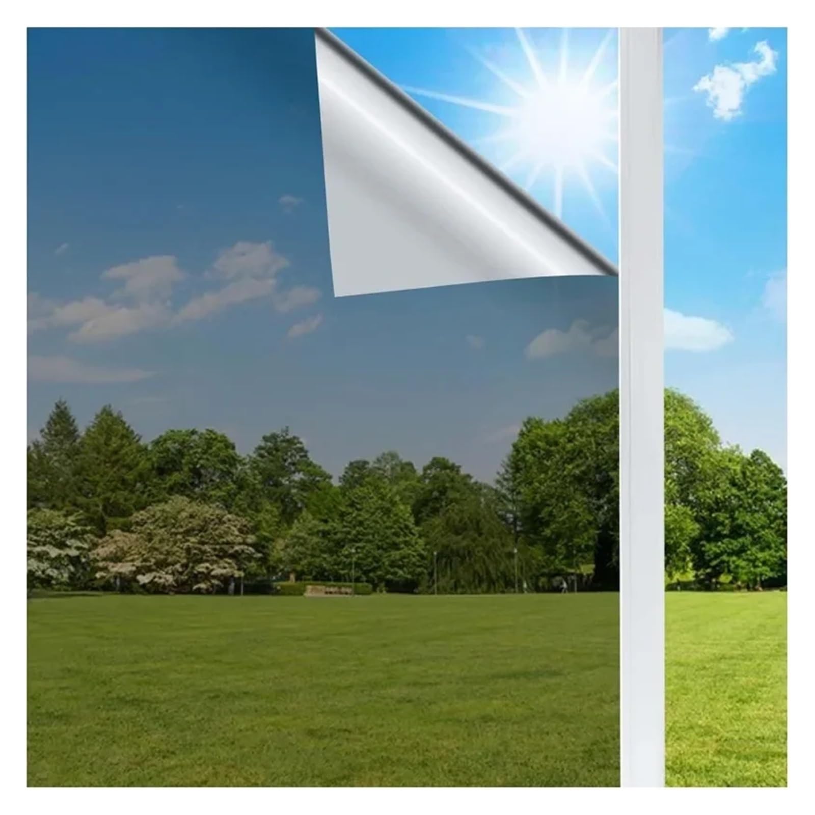 Reflective Window Film Window Privacy Film One Way Daytime Privacy Self-adhesive Sun Blocking Anti Reflective Window Tint For Home And Office(Silver,60X200CM)