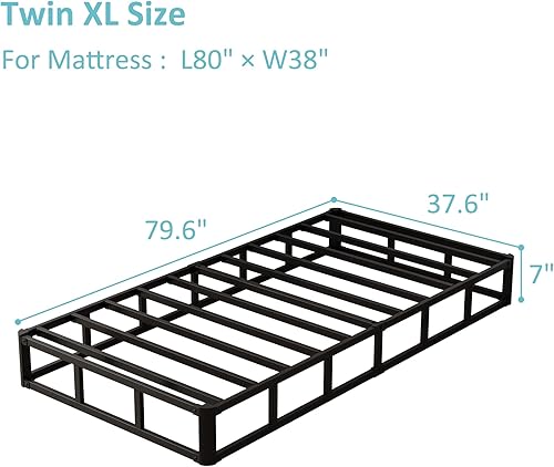 Miniatura 37 de Base de cama individual de 2 pulgadas, base de colchón de metal de perfil bajo de 2 pulgadas, 2000 libras, capacidad máxima de peso, sin ruido,