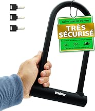 WIDDER Extremely Safe U Bike Lock [Chrome Steel Security Level 15] – Solid 18 mm Bar – Bicycle Lock 64 cm Circumference with Bracket & 3 Keys – Anti-Theft E-Bike & E-Scooter U