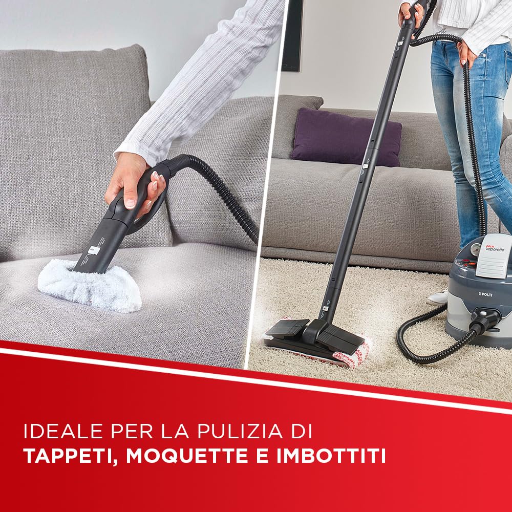 Polti Vaporetto Eco Pro 3.0 Kalstop, 20 Fiale di Kalstop Anticalcare, Pulitore a Vapore con Caldaia e Tappo di Sicurezza, Potenza Max 2000 W, Serbatoio 2 L, 9 Accessori Inclusi, Made in Italy, Grigio