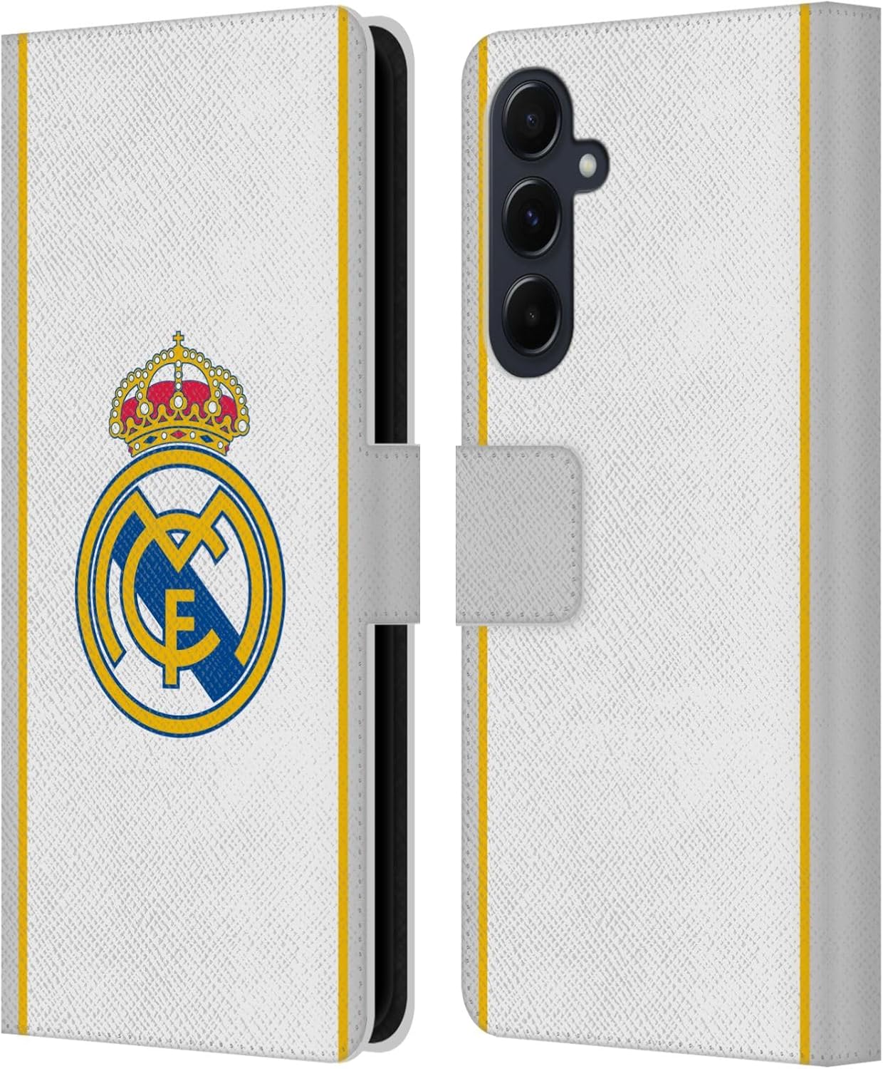 Head Case Designs Officially Licensed Real Madrid CF White Badge Leather Wallet Case Compatible with Samsung Galaxy A55 5G