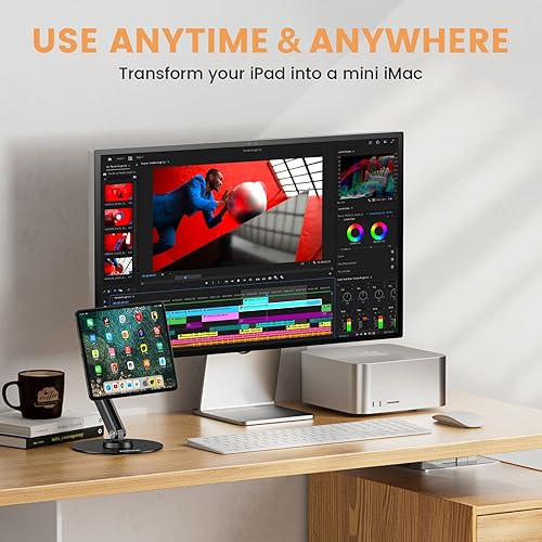 Miniatura 5 de Soporte magnético para iPad, soporte plegable de aleación de aluminio para escritorio, soporte giratorio ajustable de 360, accesorios portátiles