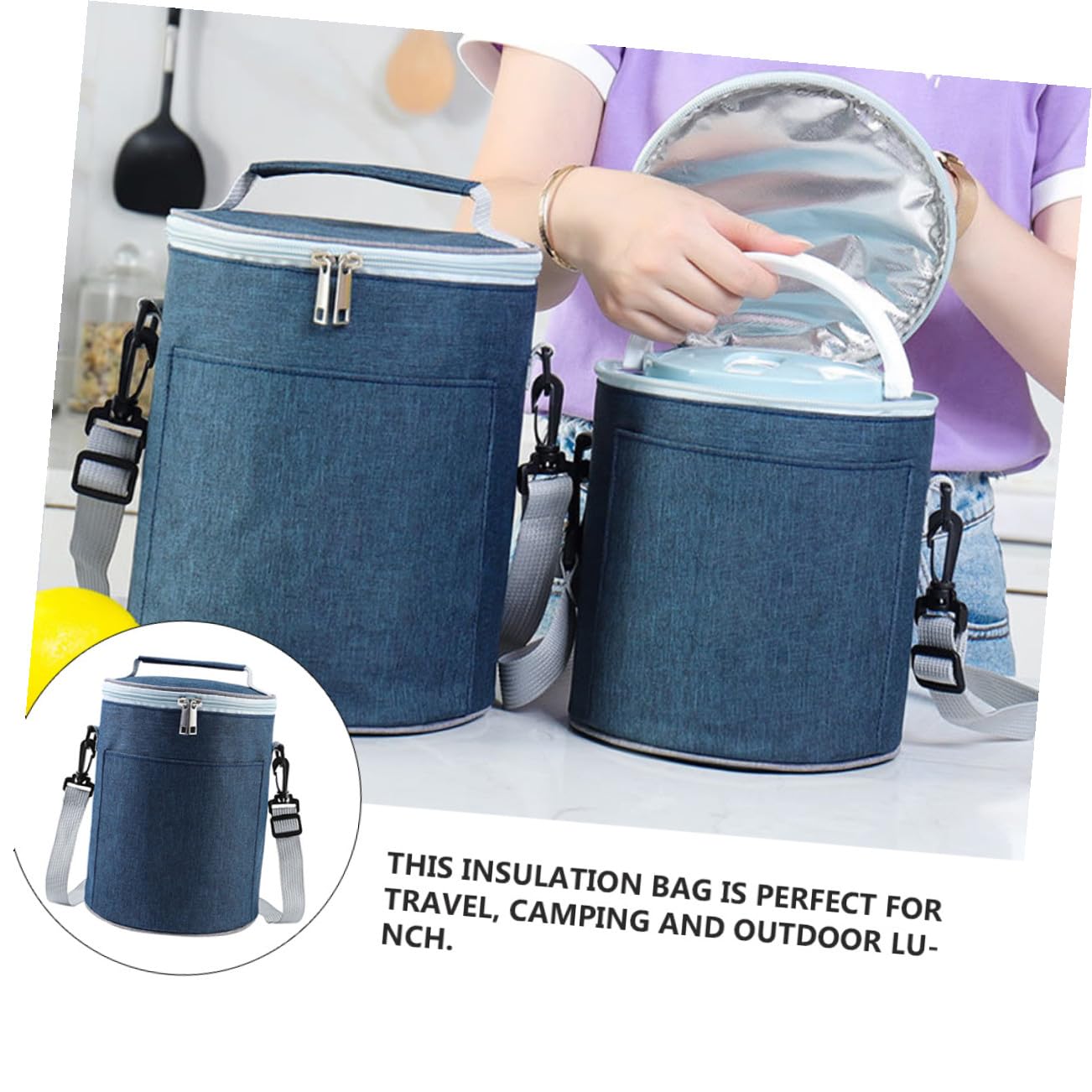 SOLUSTRE Thermotasche aus Oxford Gewebe mit Aluminiumfolie Isoliertasche für Lebensmittel mit Wärmeschutz und Tragbar für Camping und Takeaway