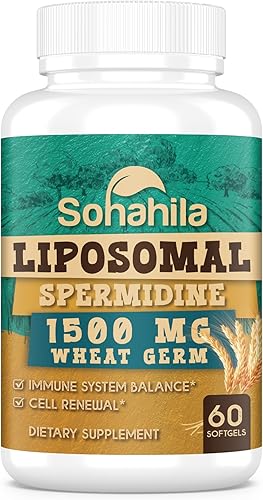 Suplemento de espermidina de 15 mg  99% de pureza, alta absorción, 1500 mg de extracto de germen de trigo fermentado con zinc y tiamina, espermidina