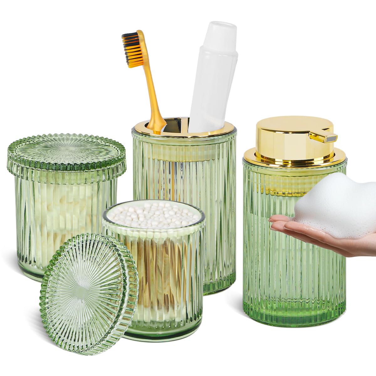 Supports QTip et accessoires de salle de bain en verre design