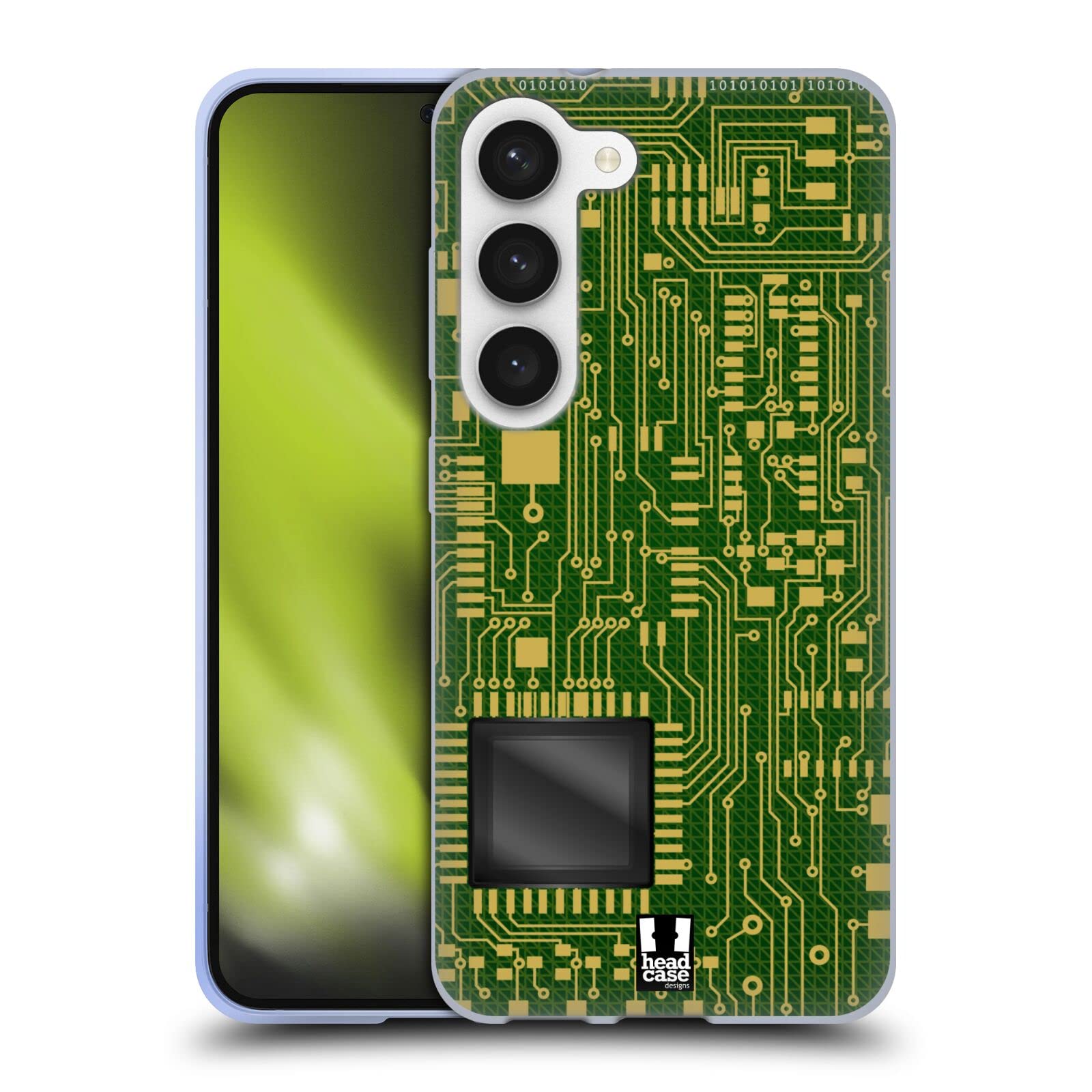 Head Case Designs Dark Green Circuit Boards Soft Gel Case Compatible with Samsung Galaxy S23 5G