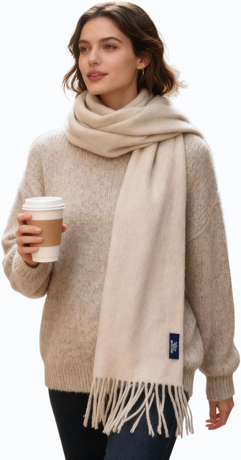Cold Weather Wool Scarves, Lightweight Natural Pure Wool Winter Scarf For Women, 70.8" X 11.8",A Warm Winter Gift