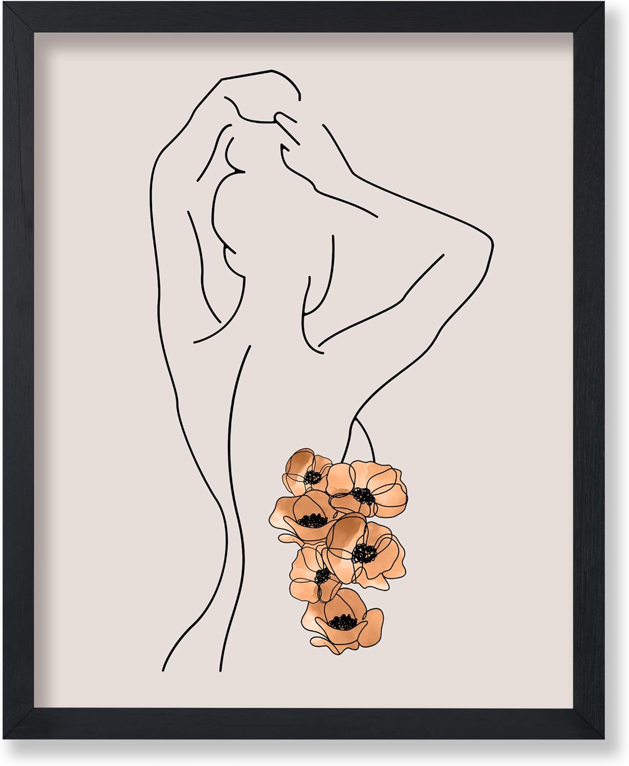 Poster Master Woman Poster - Female Body Print - Flower Design - Line Art - Girly Illustration - Modern Artwork - Abstract Drawing - Aesthetic Decor - Floral Bedroom Wall Decor - 8x10 UNFRAMED