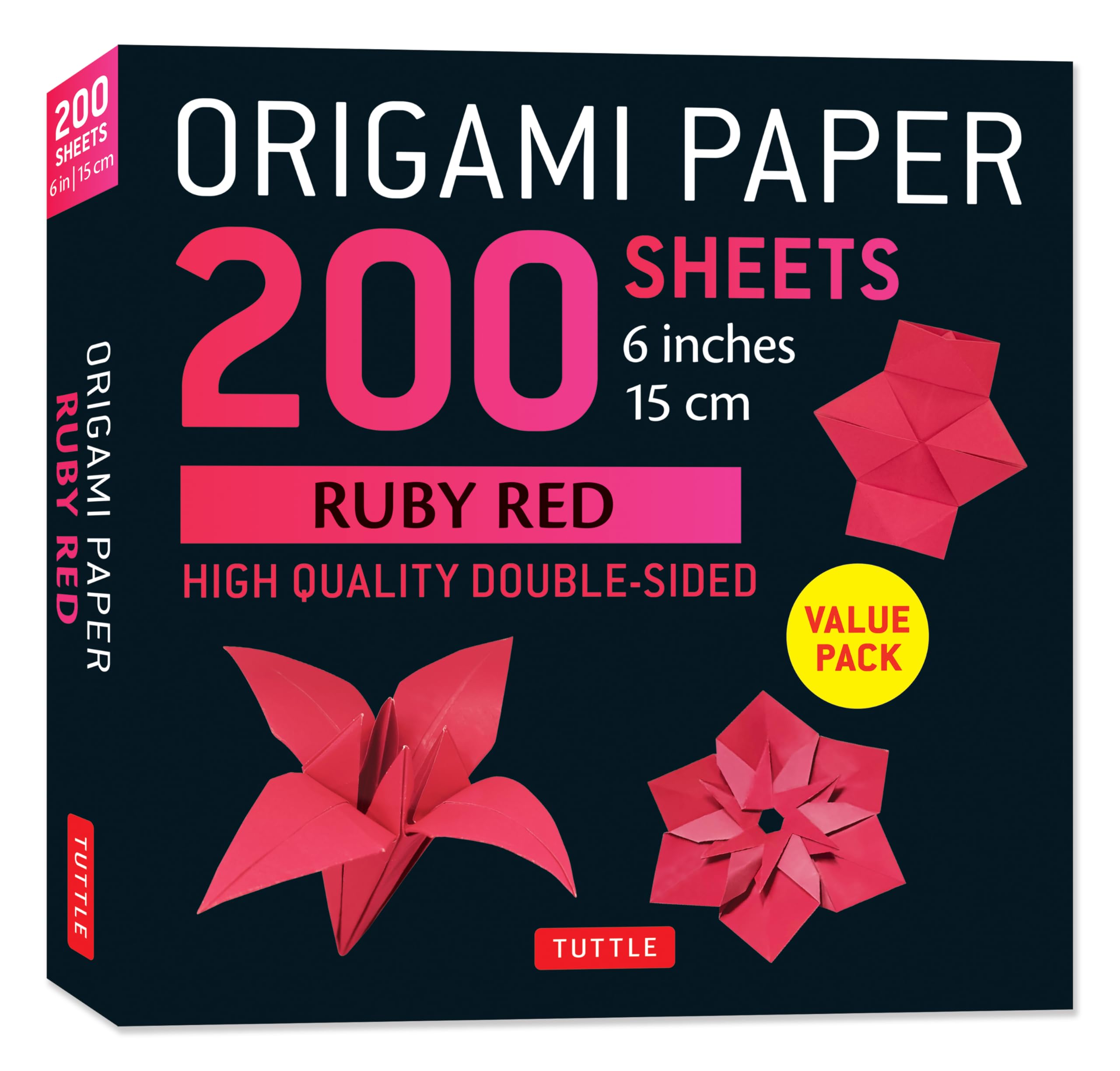 Origami Paper 200 sheets Ruby Red 6" (15 cm): Solid Red Double-Sided Origami Sheets with Instructions for 10 Projects