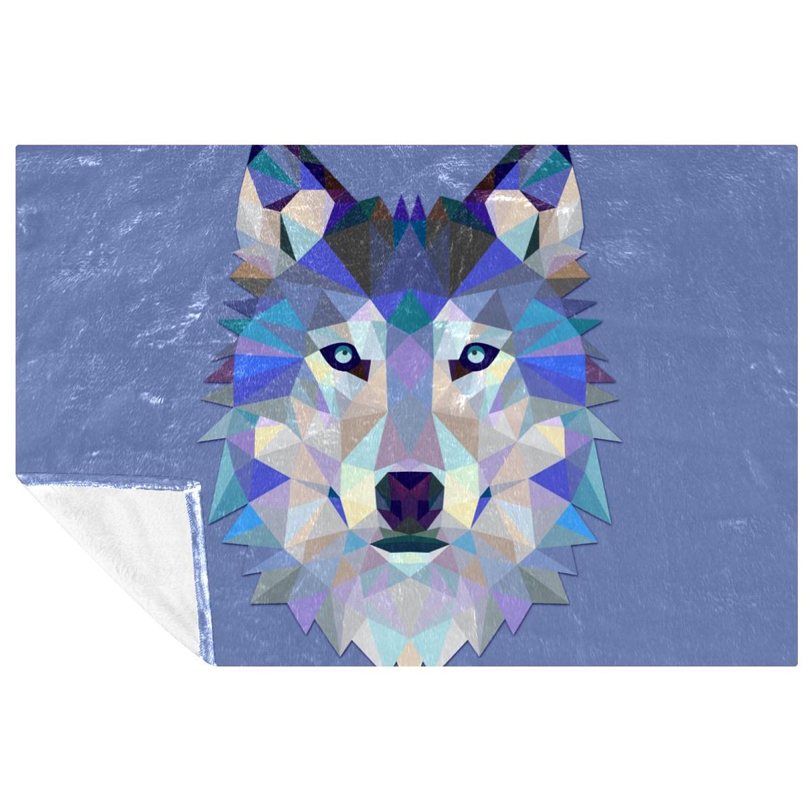 Plaid loup coloré jeté de canapé et couverture de pique-nique ou camping 150x100