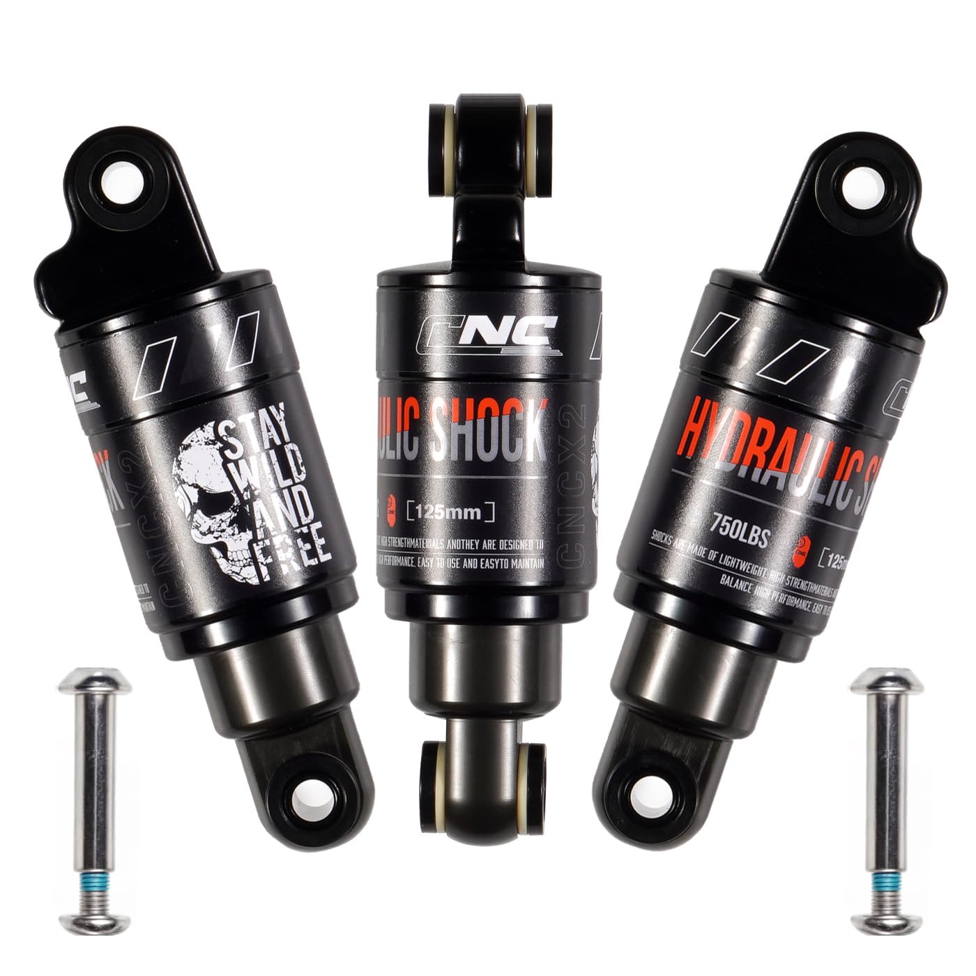 CNCLOL Mountain Bike Rear Shock 120mm/125mm/150mm/165mm/185mm/190mm/200mm, Hydraulic Suspension Absorber, Non-Adjustable Oil Pressure Shock for MTB, Bicycle, DH, E-Bike 125x750lbs โ image 1
