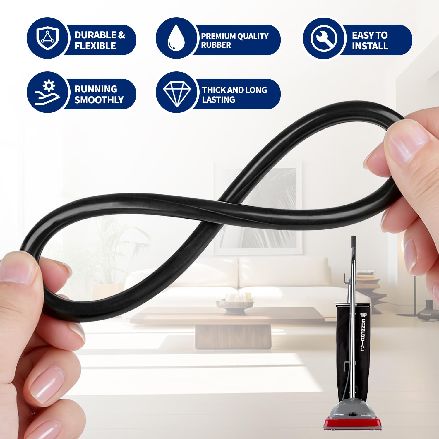 6-Pack RD Belt 66100 for Sanitaire Commercial Upright Vacuum, Replaces 30563B/30563A/EL098, Fits SC679 SC684 SC688 SC689 SC886 SC887 SC888 SC889 SC899 SC9050, Also Eureka 52100/52100B/52100C