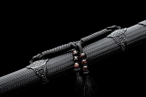 Miniatura 5 de Espada de dragón negro fresco de acero al carbono, hoja recta japonesa Ninjato de 40 pulgadas