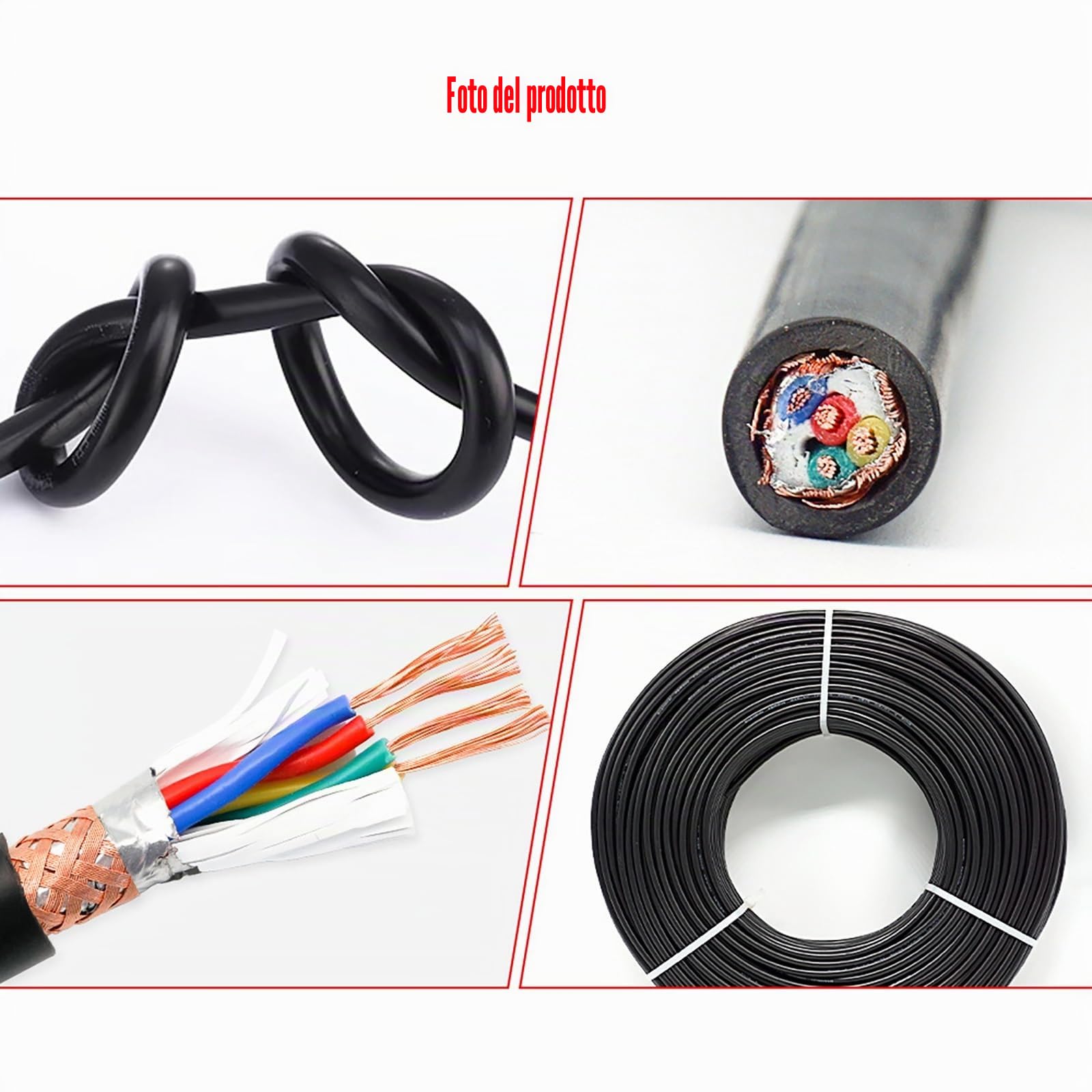 Cavo A Coppie Twistate Schermato A 4 Conduttori 0,3 Mm²–1,0 Mm² In Rame Senza Ossigeno Per Segnali RS485, Audio E Automazione(0.75mm2,30FT)