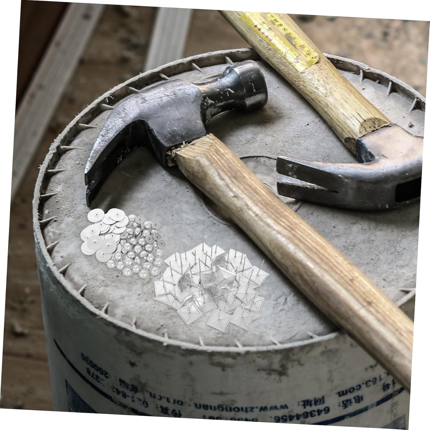 Angoily 50 Sets Self Adhesive Thermal Insulation Pins with Aluminum Dome Cap Washers for Foam Panels Walls Ceilings and Floors Enhanced Stability and Performance for Insulation