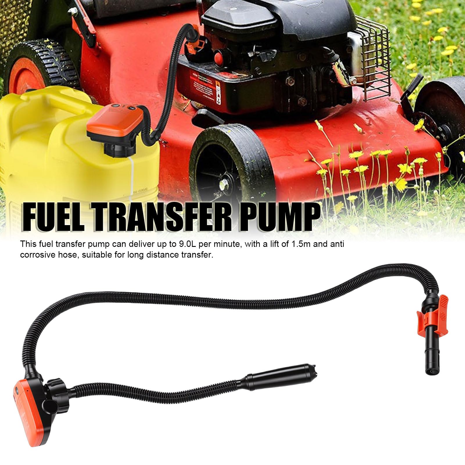 Marhynchus Pompa Elettrica per Travaso Carburante, 9 L/min, Funzionamento | Alimentato a batteria, previene le perdite, adatto per generatori, tubo anticorrosivo