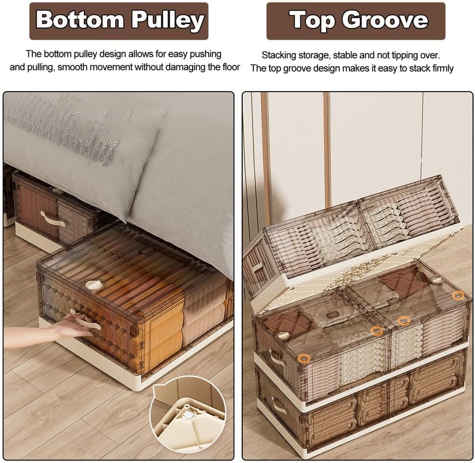 Under Bed Storage Containers with Wheels - Stackable, Large Capacity 39" Foldable Plastic Storage Boxes with Lids for Clothes, Shoes, Blankets - Perfect for Bedroom Organization,20cm