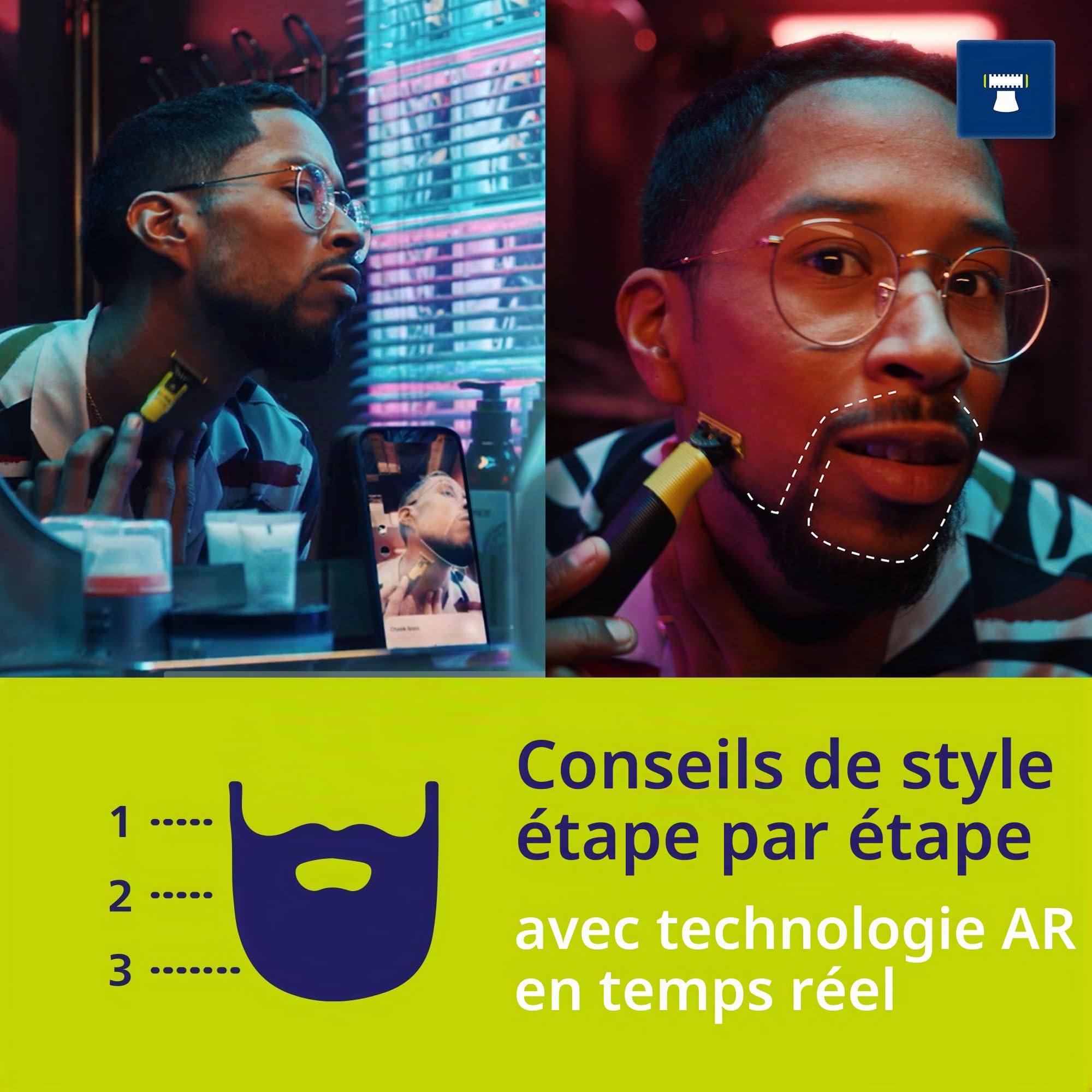Philips Norelco OneBlade 360 QP4530/90 Tondeuse à barbe électrique avec technologie de lame 360 et charge rapide en 1 heure, 1 lame 360 et peigne 5 en 1