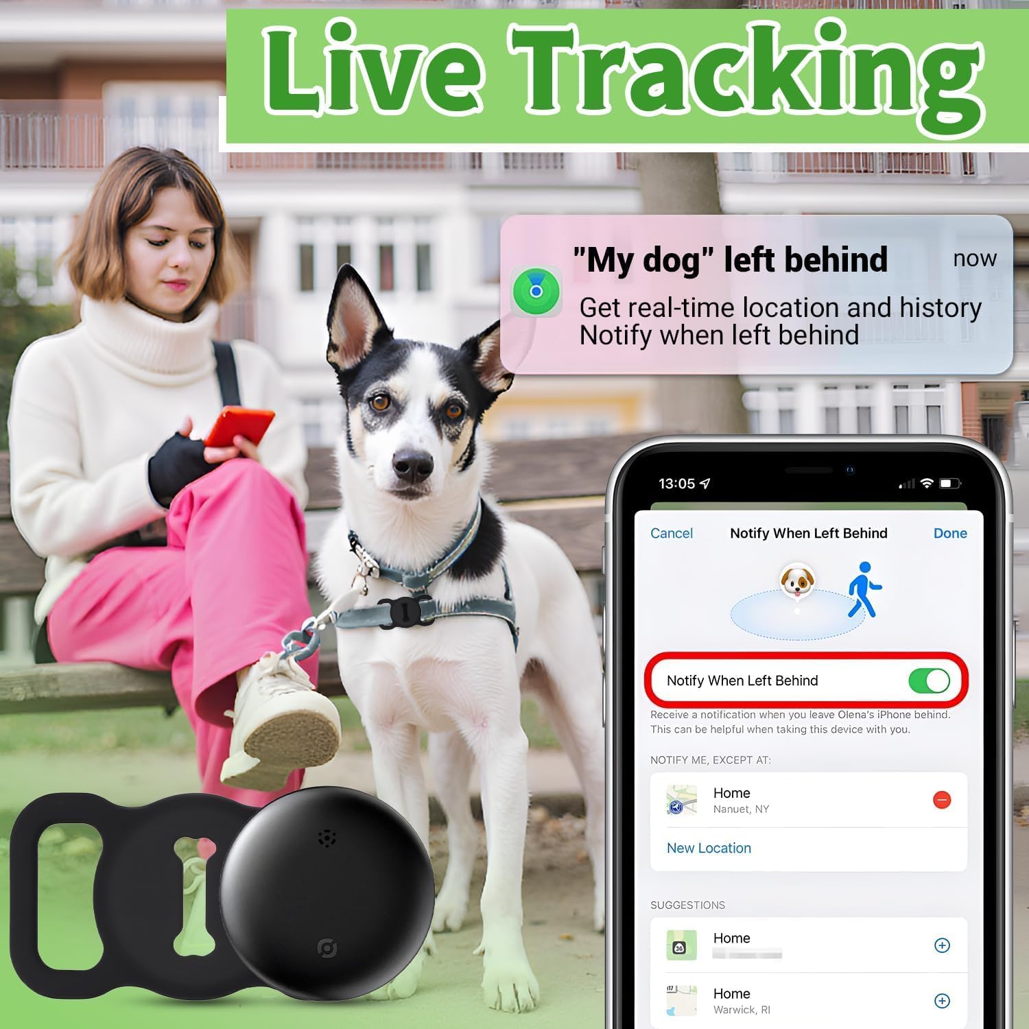 Quixion Cat Tracker, Real Time GPS Tracker for Cats, Works with Apple Find My (Only iOS), Pet GPS Tracker for Cats Dog, No Monthly Fee, Pet Trackers with Dogs Collar Trackers Holder for All Collars 4
