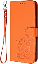 For Oppo A54 5G/Oppo A74 5G /Oppo A93 5G Phone Case,Rfid-Technology Cute Cat Pattern Shockproof Cover Leather Wallet Flip Folio Magnetic Clasp Stand View phone Case Flip Protective Cover,Orange