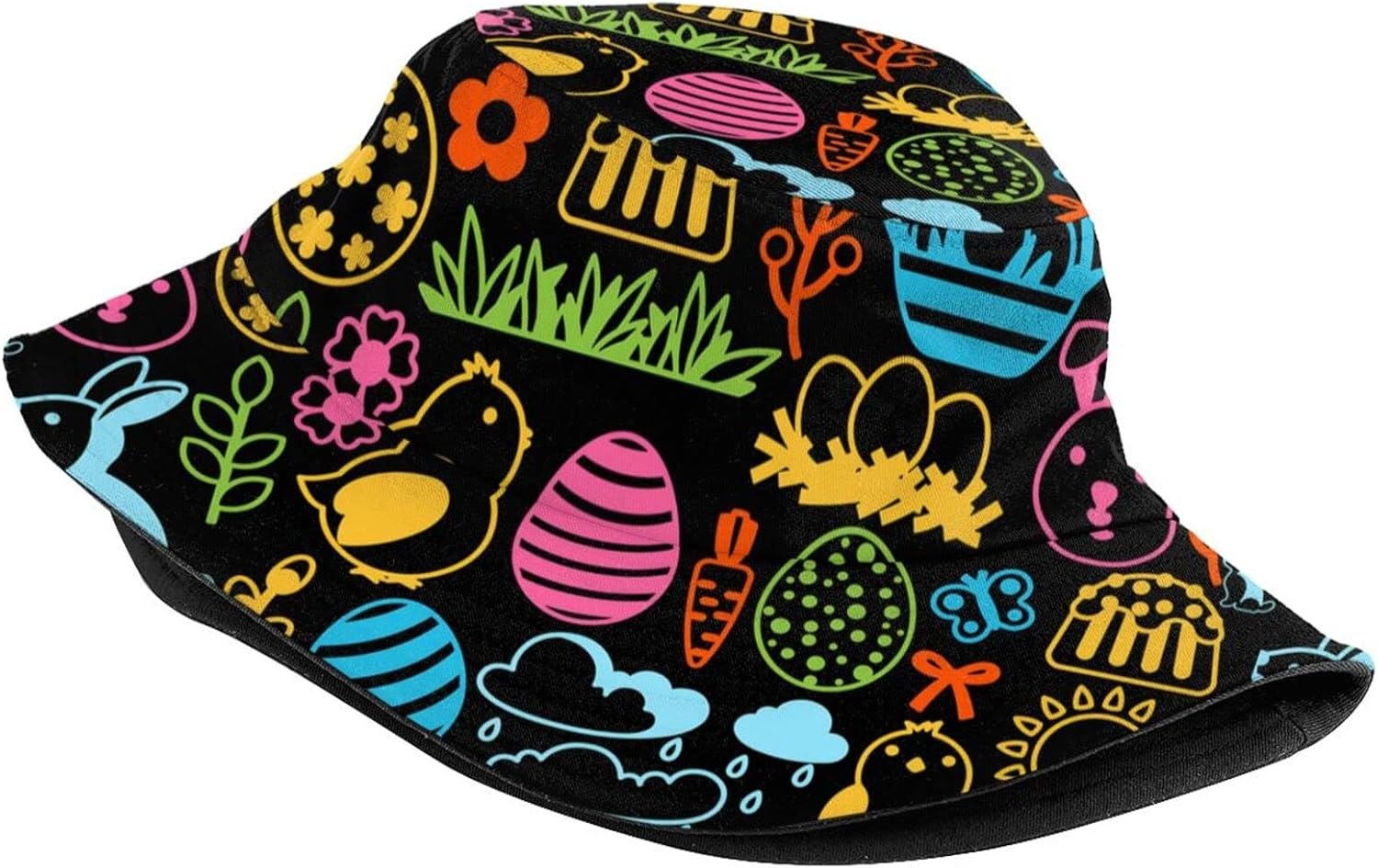 Funny Cute Easter Rabbit Bunny Egg Bucket Hats Sun Cap Packable Outdoor Fashion Adults Fisherman Hat for Women Men - Image 2