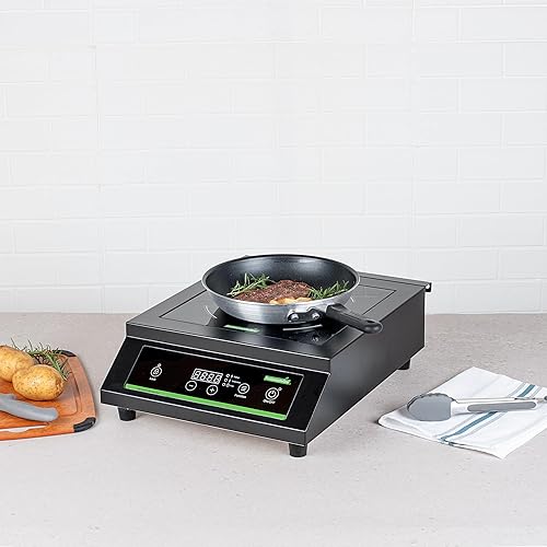 Miniatura 4 de Restaurantware -Kitchen Tek - Placa de inducción de 3500 W, 1 placa eléctrica con sensor táctil - 140F a 465F, 10 ajustes de potencia, estufa de