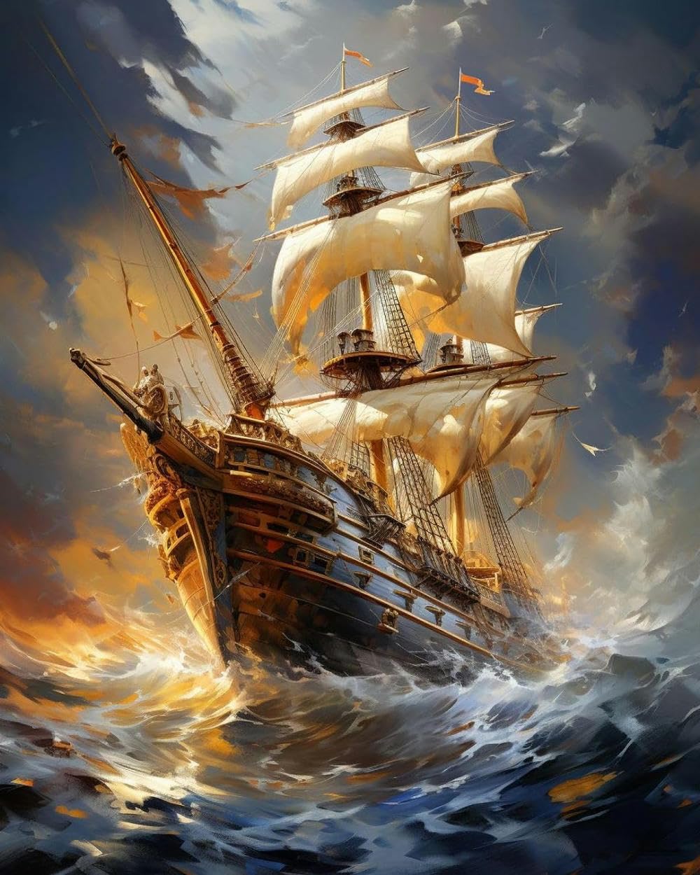 Cross stitch pattern printing 11CT cross stitch kit beginner set sailing ship sea sailing ten Word embroidery kit advanced embroidery pattern for friends home murals 40 * 50CM