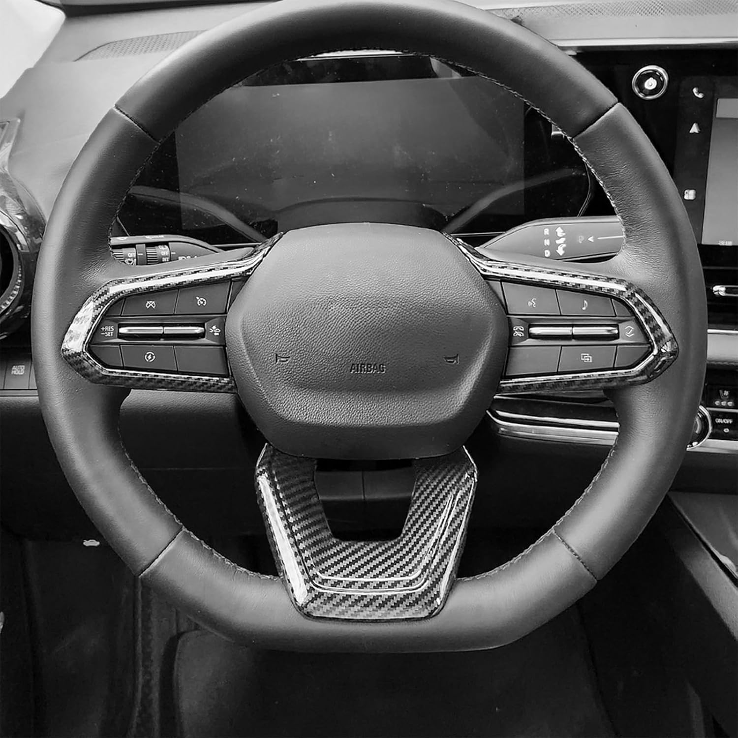 Premium Car Steering Wheel Handle Frame Cover, Compatible with Chevy Equinox 2025-2026 Accessories– Anti-Slip, Universal Fit, Easy Install & Luxury Upgrade Accessories (Carbon Fiber Pattern)