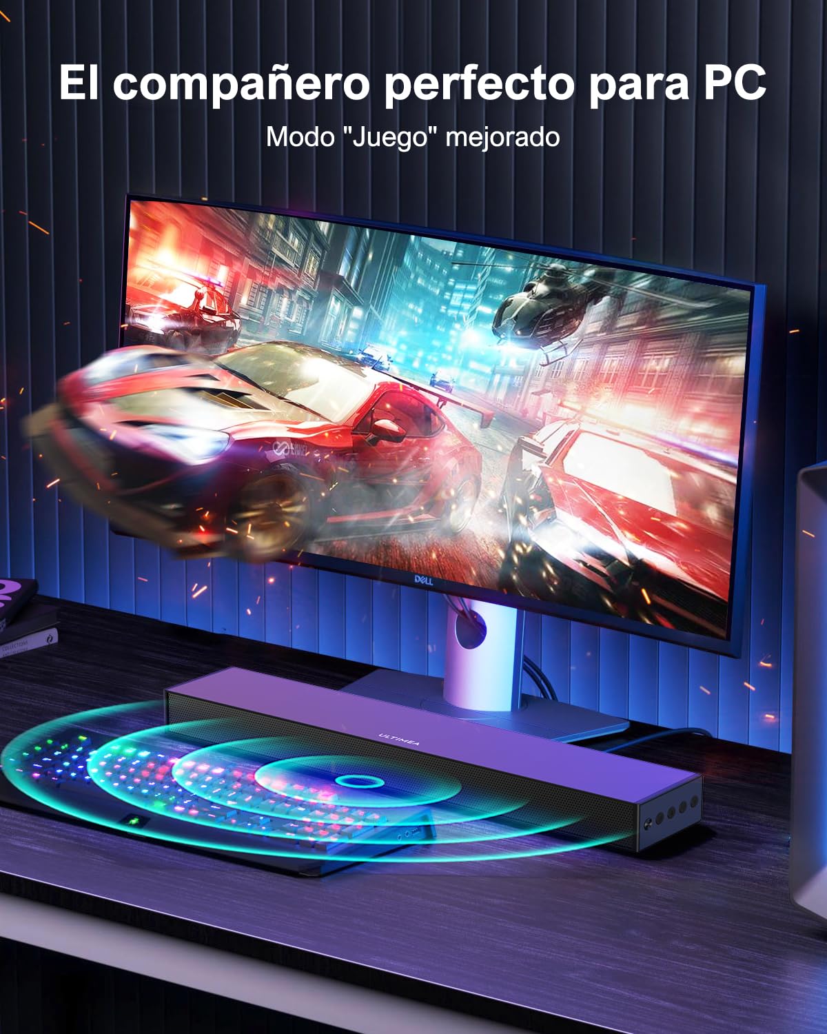 ULTIMEA Barra de Sonido para TV con Subwoofer, Potencia Máxima 160W, BASSMAX, Barra de Sonido Surround 2.1 para PC con 3 EQ, Bluetooth 5.3/HDMI/óptico/AUX/Montaje en Pared, Serie Ultra Slim Nova S40