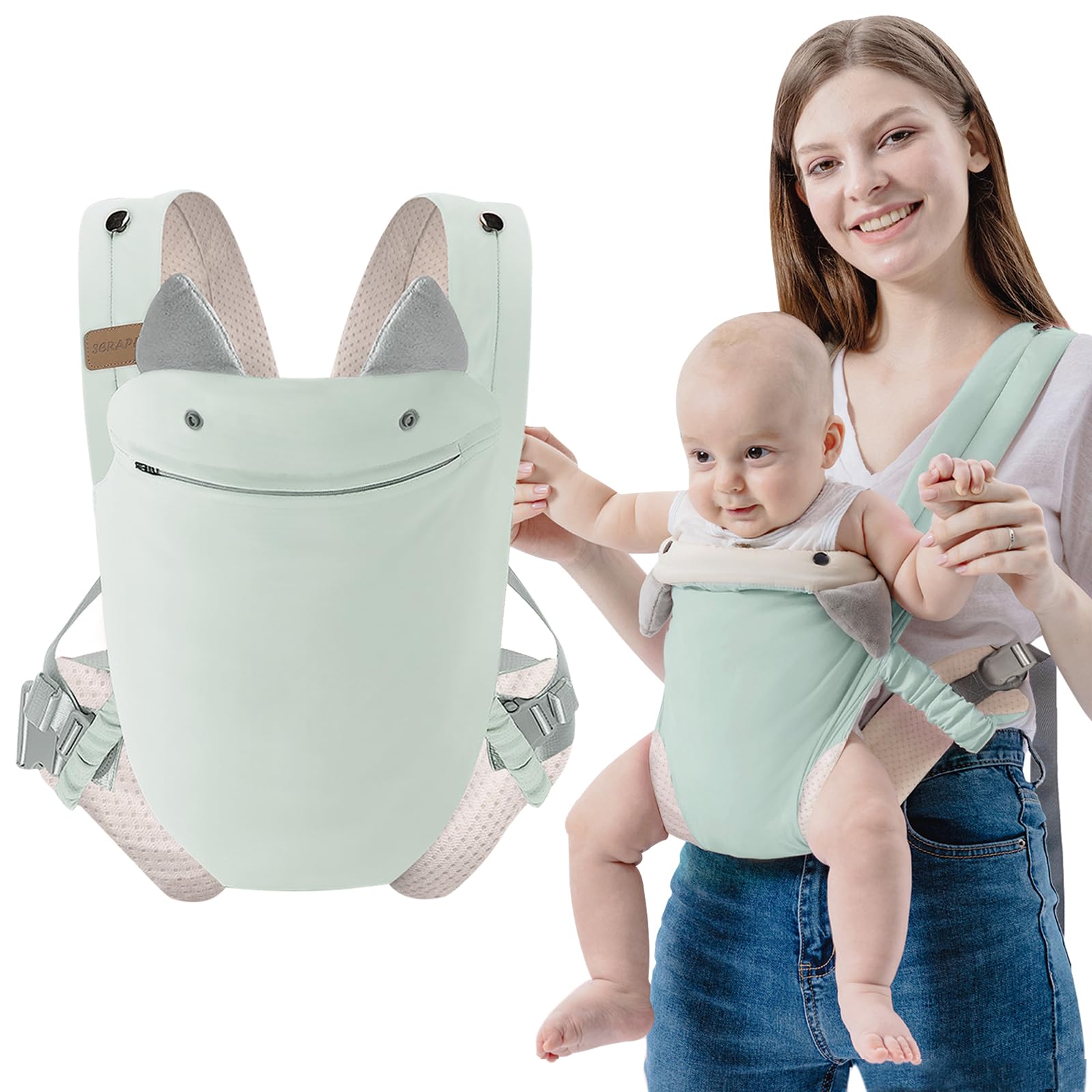 SERAPHY Baby Carrier Newborn to Toddler, Ergonomic Infant Carrier, Breathable Baby Sling with Pocket, Adjustable Multi-Position Baby Holder with Lumbar Support for Babies 3-36M (15-35lbs) -Blue