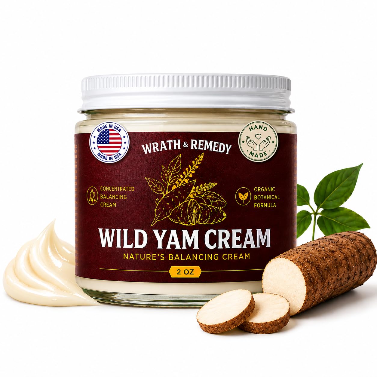 Wild Yam Cream for Hormone Balance — Perimenopause, Menopause & PMS (2 OZ)