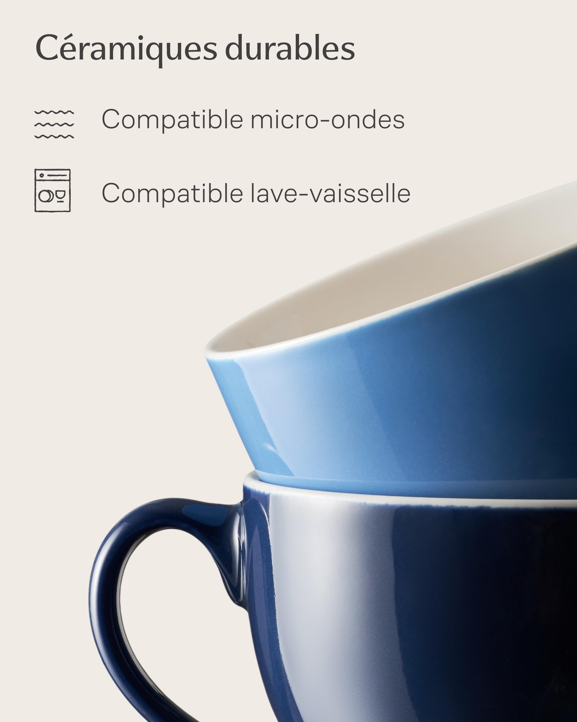 Cosumy Lot de 6 Tasses à Cappuccino Multicolore avec Soucoupes - 180ml Céramique Garde la Chaleur - Tasse à Cappuccino Empilables & Lave-vaisselle - Service à Café avec Anse - Service à Café - Coffret