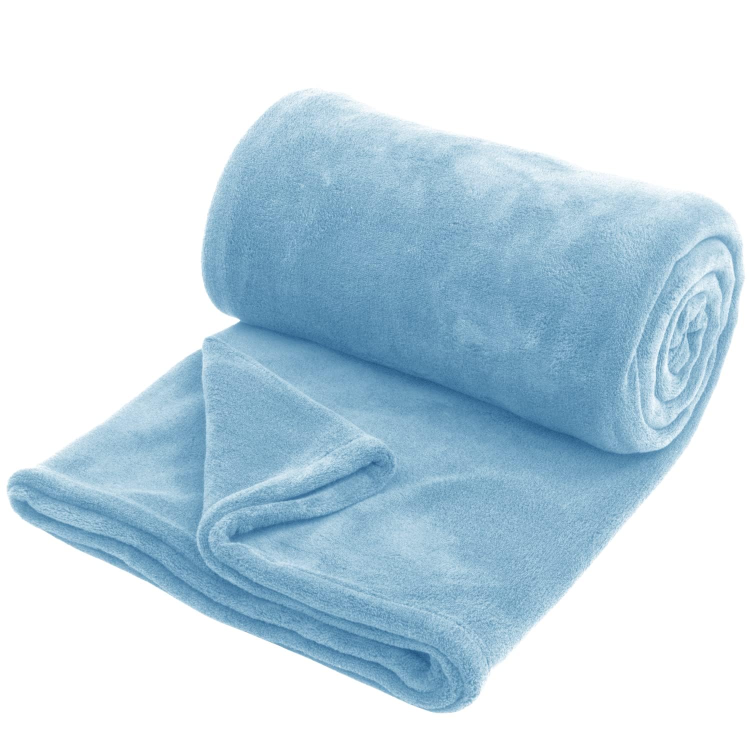 Hafaa Fleece Blanket Throw King Size XXL - Fluffy Soft Warm Versatile Extra Large Cosy Throws Blankets for Bed/Sofa/Couch, Light Blue, 270x230cm