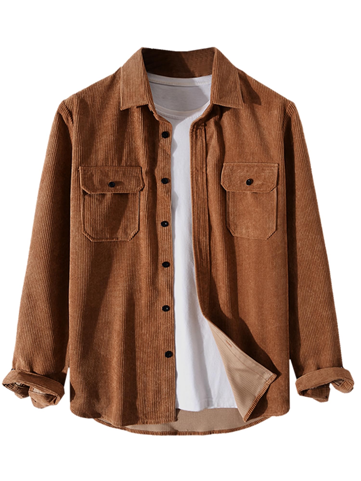 ZAFUL Unisex Plaid Flannel Shirt Jacket Button Down Long Sleeve Pocket Coat Outwear