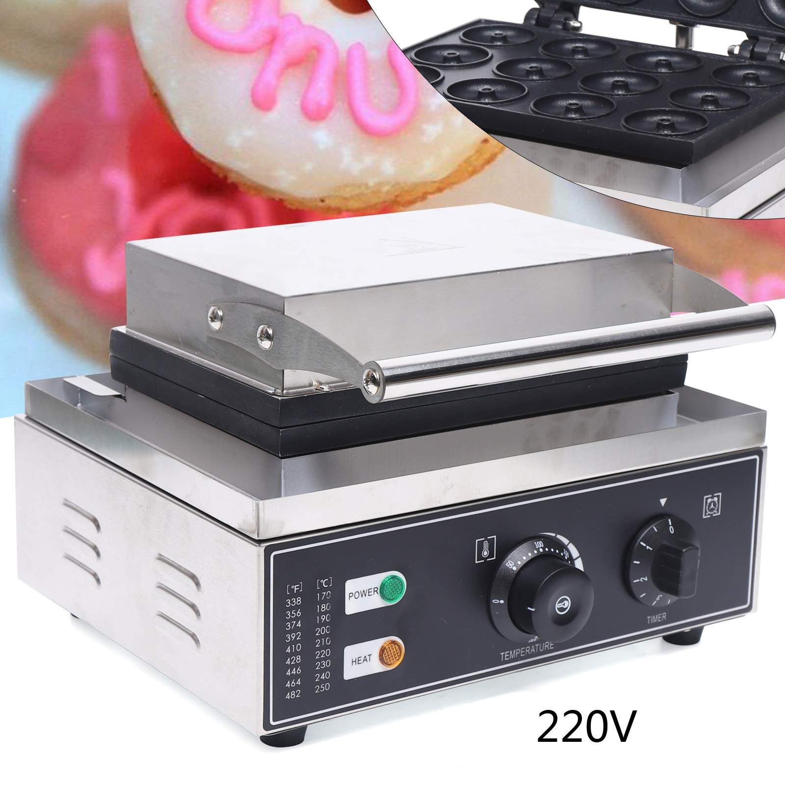 1500W ciambelle piastra ciambelle per 12 ciambelle Doughnut macchina elettrica ciambella produttore 220V commerciale ciambella macchina con rivestimento antiaderente