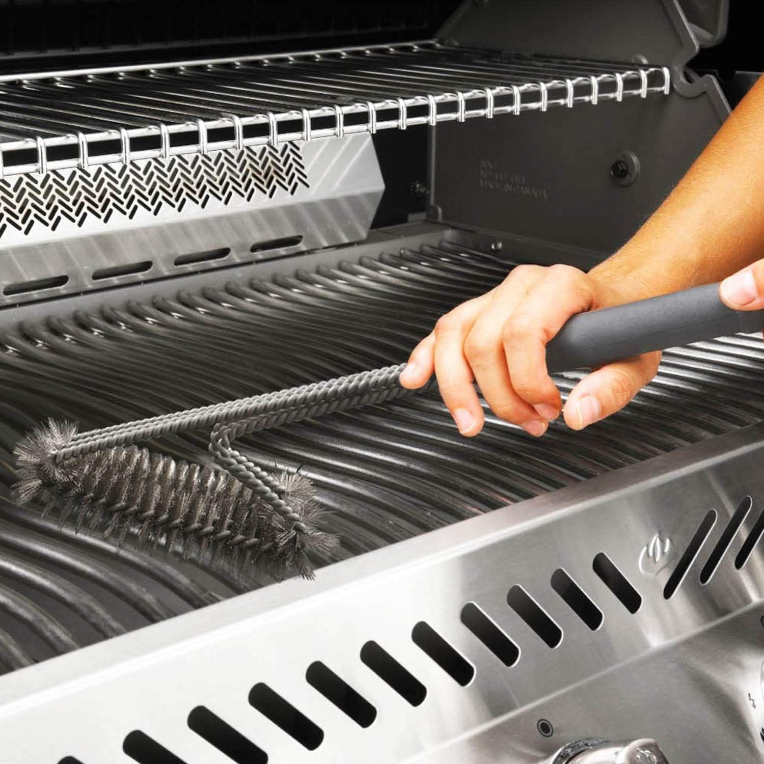 BBQ Grill Brush Stainless Steel 18" Barbecue Cleaning Brush w/Wire Bristles & Soft Comfortable Handle - Perfect Cleaner & Scraper for Grill Cooking Grates : Patio, Lawn & Garden