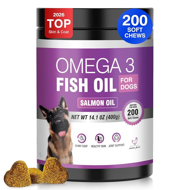 Suplemento para Cães com Ômega 3 para Pele e Pelagem TTLXRL, Sabor Frango, 200 tabletes