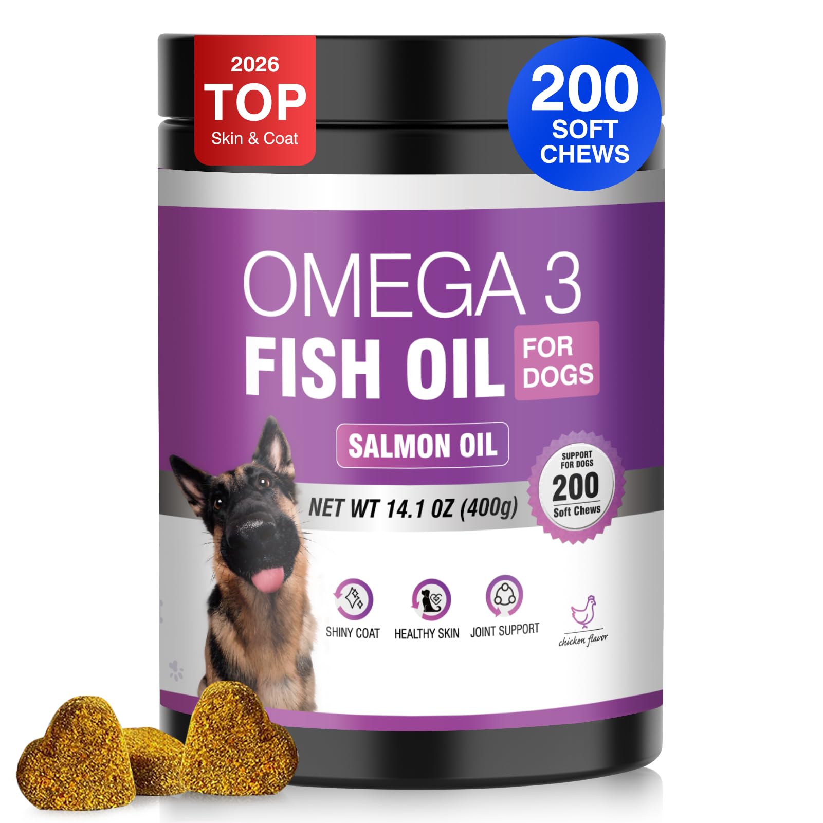 TTLXRL Fish Oil for Dogs Allergy and Itch Relief Chews