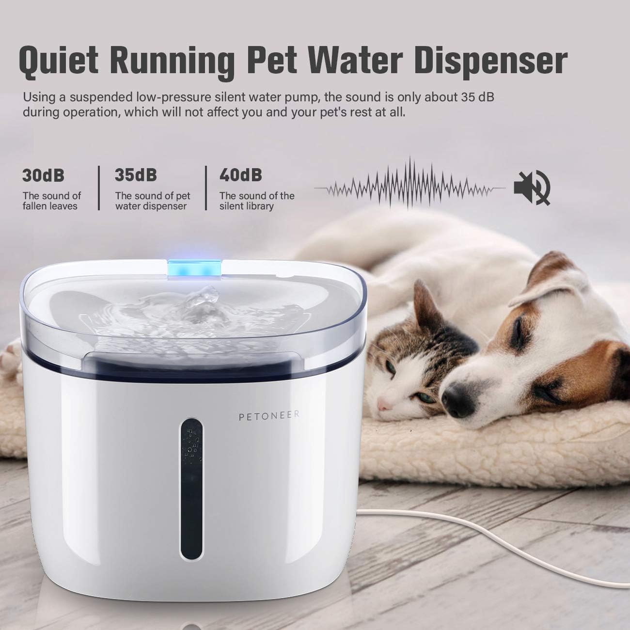 PETONEER water fountain demonstrating quiet operation