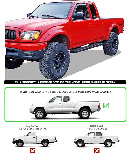 Miniatura 10 de HD Ridez Estribo lateral de 6 pulgadas, acero inoxidable, color negro, compatible con Toyota Tacoma 1995-2004 Extended Xtra Cab (4WD o Prerunner 2WD